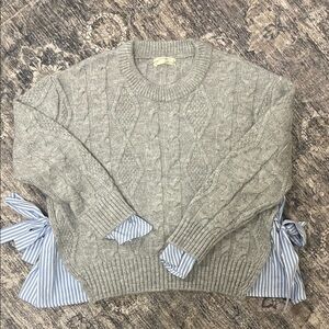 Anthropologie Cable Knit Sweater with Blue Accents